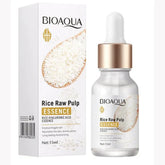 Bioaqua Rice Raw Pulp Essence bottle and packaging on a white background