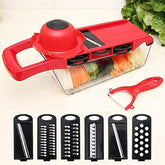 10-in-1 Multifunctional Vegetable Slicer & Chopper with Stainless Steel Blades and Storage Container