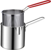 Stainless Steel Deep Fryer Pan with Strainer Basket for Fish Chicken Shrimp Fries