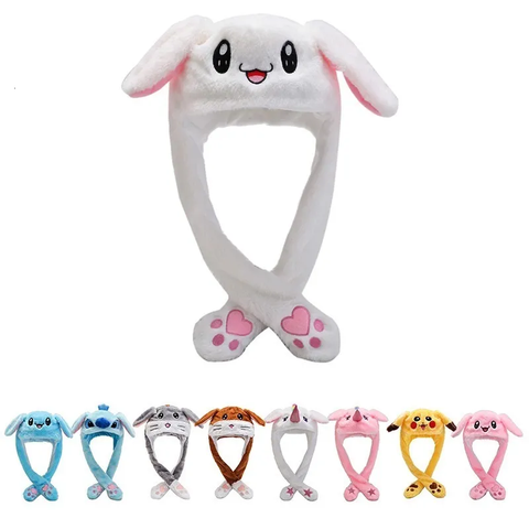 Plush Bunny Ear Moving Hat (Random Color)
