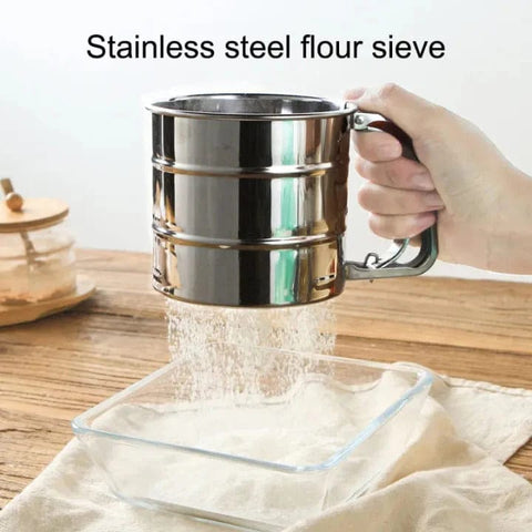 Double Layer Stainless Steel Flour Sieve – Baking, Sugar & Coffee Powder Filter