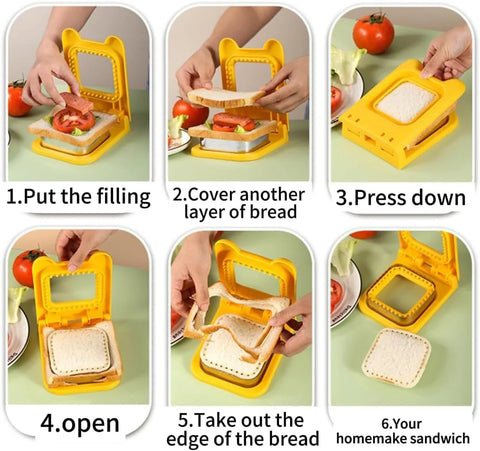 Sandwich Cutter & Sealer – Square Pocket Sandwich Maker for Kids Lunch & Uncrustables