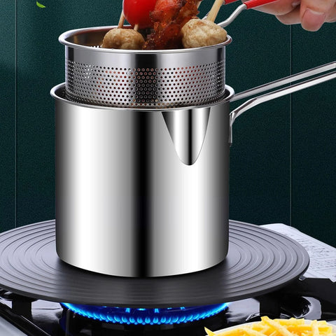 Stainless Steel Deep Fryer Pan with Strainer Mini Fryer Pot for Fish Chicken Shrimp Fries and Snacks