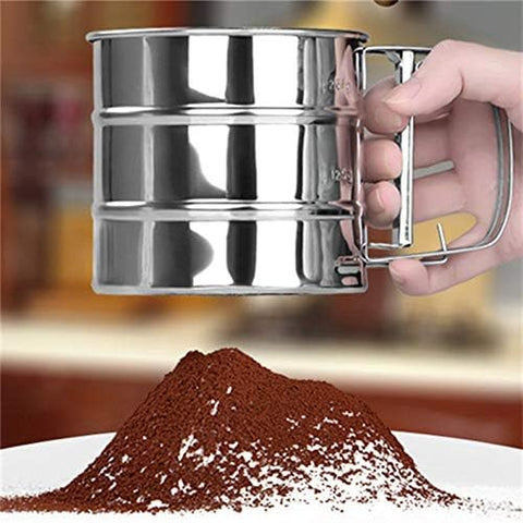Double Layer Stainless Steel Flour Sieve – Baking, Sugar & Coffee Powder Filter