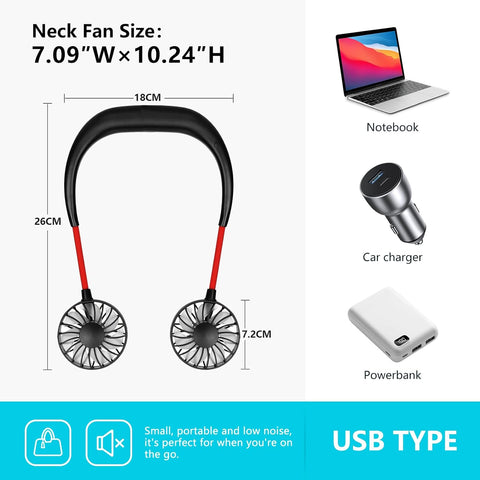 Portable Neck Fan – 3-Speed Hands-Free Cooling for Travel, Sports & Outdoor Use