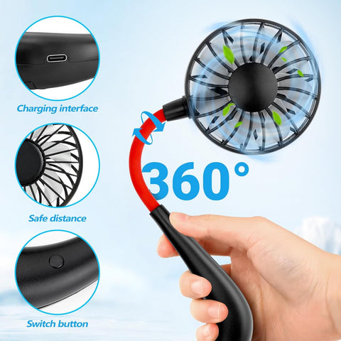 Portable Neck Fan – 3-Speed Hands-Free Cooling for Travel, Sports & Outdoor Use