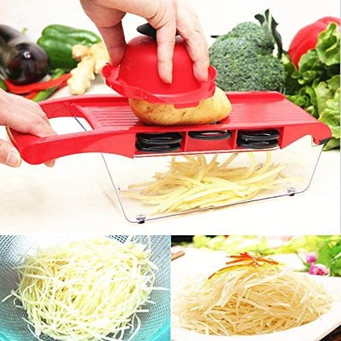 10-in-1 Multifunctional Vegetable Slicer & Chopper with Stainless Steel Blades and Storage Container