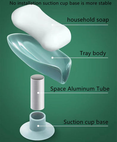 Lotus Leaf Soap Dish – Easy Cleaning, Auto-Drainage, Anti-Mushy with Suction Cup