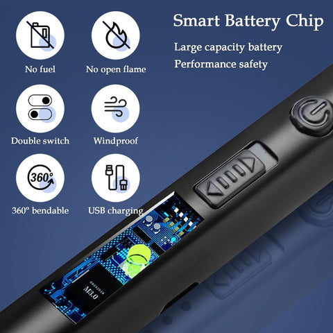 Rechargeable Electric Arc Lighter – Windproof, Flameless USB Plasma Lighter with 360° Flexible Neck (Multicolor)