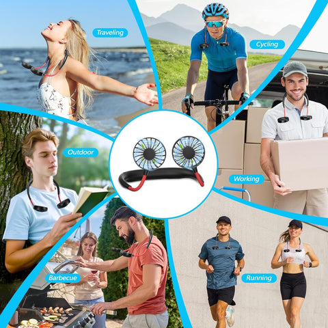 Portable Neck Fan – 3-Speed Hands-Free Cooling for Travel, Sports & Outdoor Use
