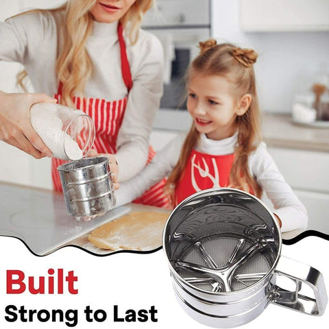Double Layer Stainless Steel Flour Sieve – Baking, Sugar & Coffee Powder Filter