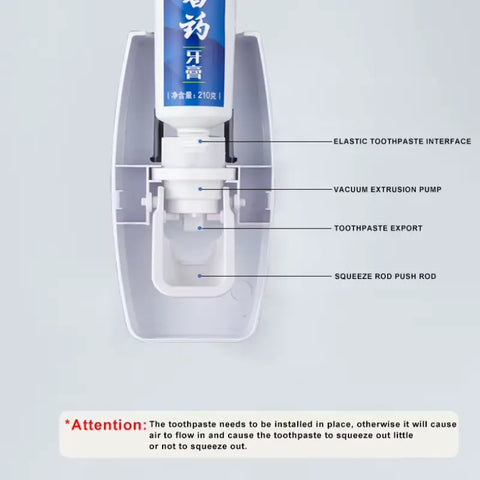 Plastic Automatic Hands-Free Wall Mounted Toothpaste Dispenser Squeezer with Detachable 5 Hole Toothbrush Holder (Multicolour)